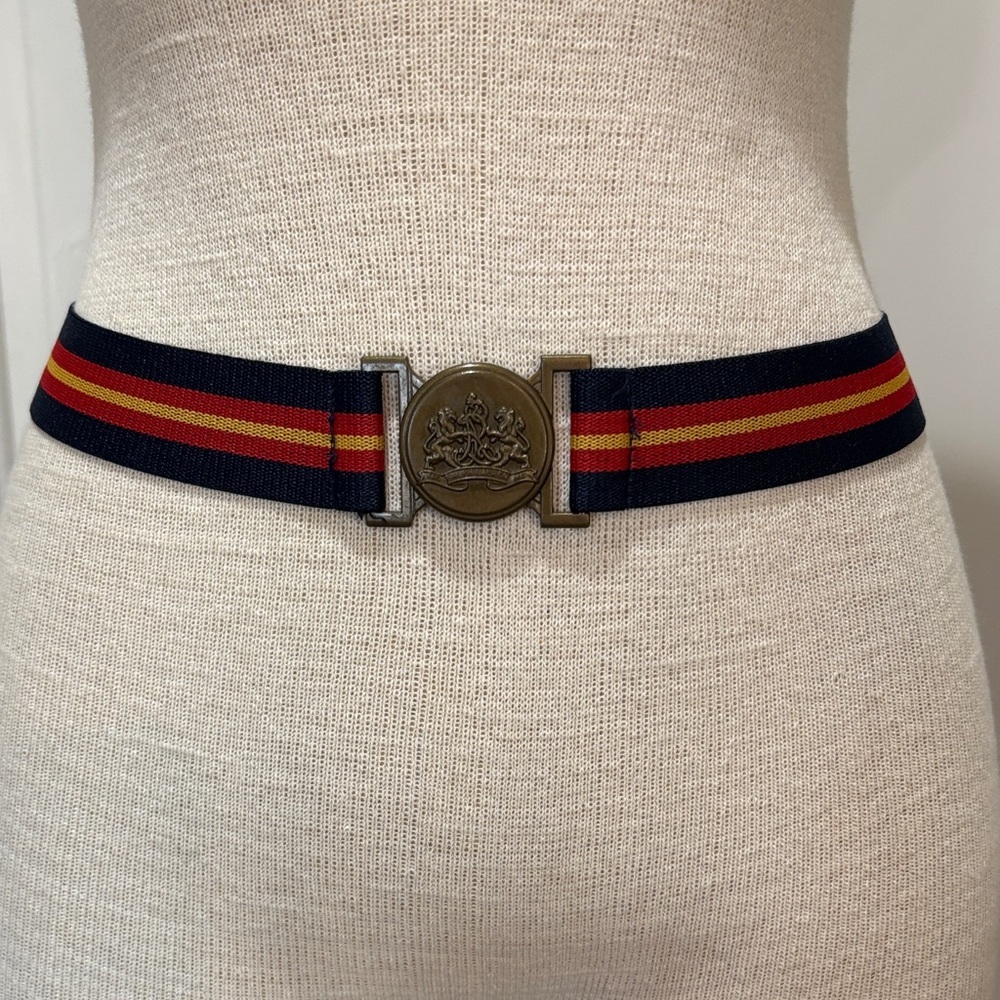 Polo Ralph Lauren sz S stretchy preppy cloth belt with crest on buckle